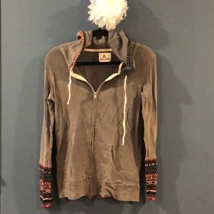 Thermal hooded zip up sweater